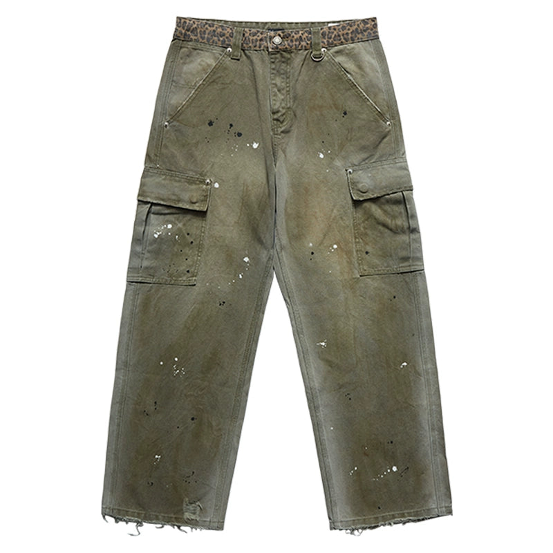 Remedy Washed Ink Splash Baggy Work Cargo Pants | Face 3 Face