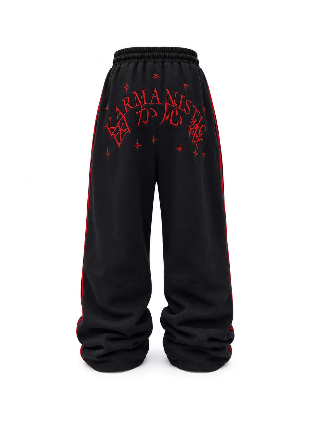 KARMANISTIC Sheep Head Embroidered Side Stripe Baggy Sweatpants | Face 3 Face
