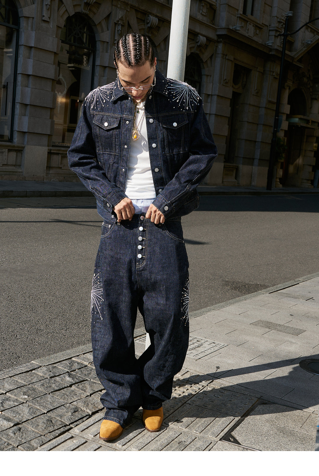 STEEPC Fireworks Rhinestone Denim Jeans | Face 3 Face