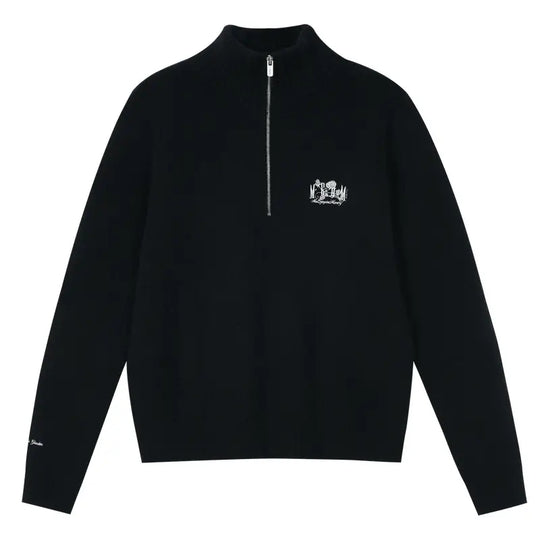 MEDM Rose Embroidered Half Zip Knit Sweater | Face 3 Face