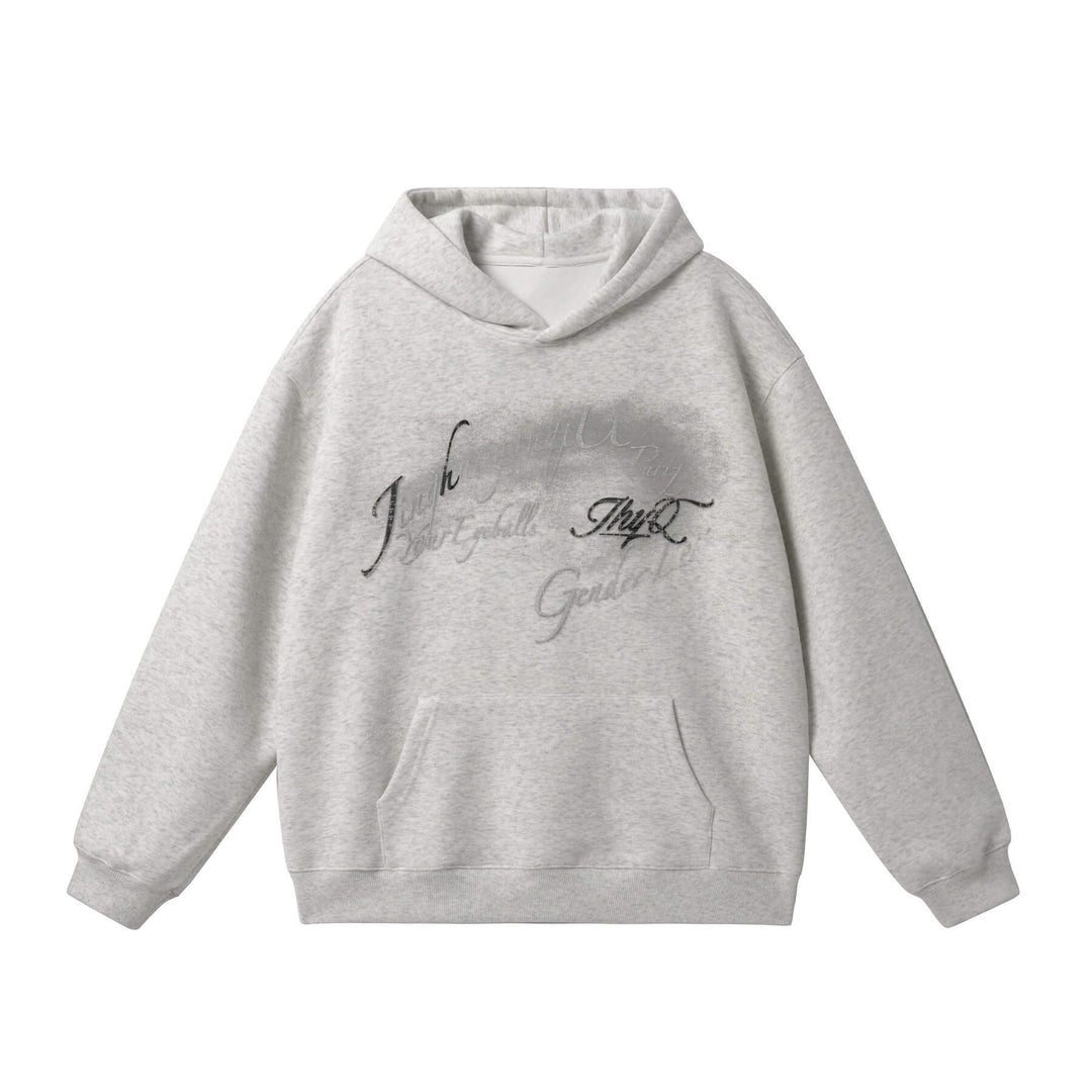 JHYQ Vintage Gradient Lettering Print Hoodie | Face 3 Face