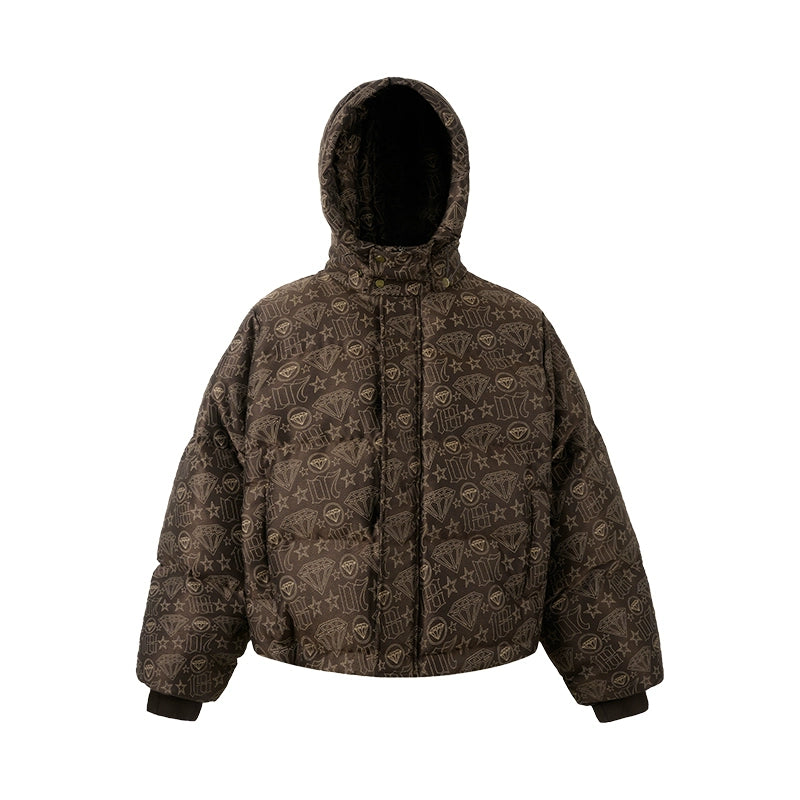 1807 Customized Full Logo Jacquard Down Jacket  | Face 3 Face
