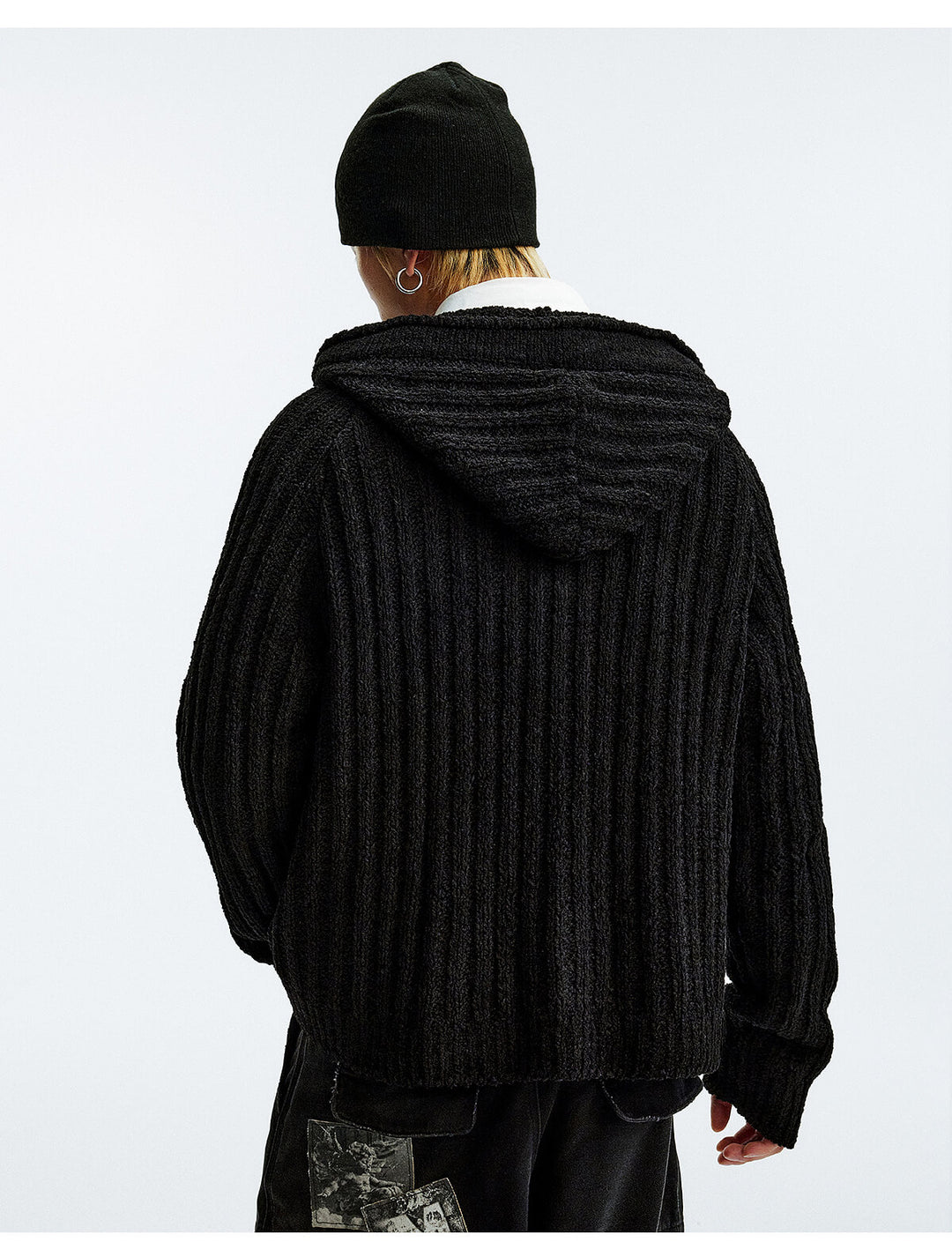 MEDM Stripe Knit Hooded Cardigan | Face 3 Face