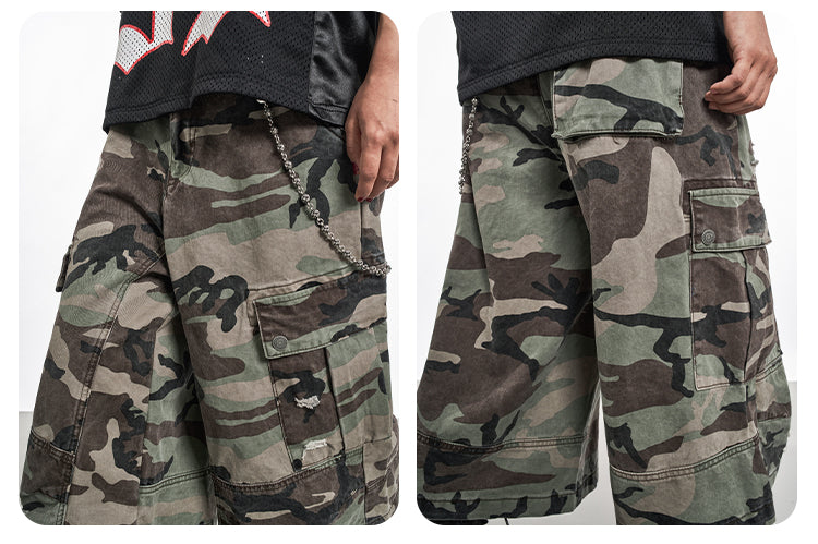 F3F Select Multi Pocket Camouflage Baggy Shorts | Face 3 Face