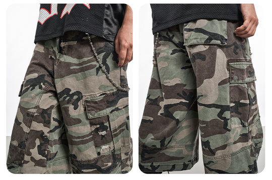 F3F Select Multi Pocket Camouflage Baggy Shorts | Face 3 Face
