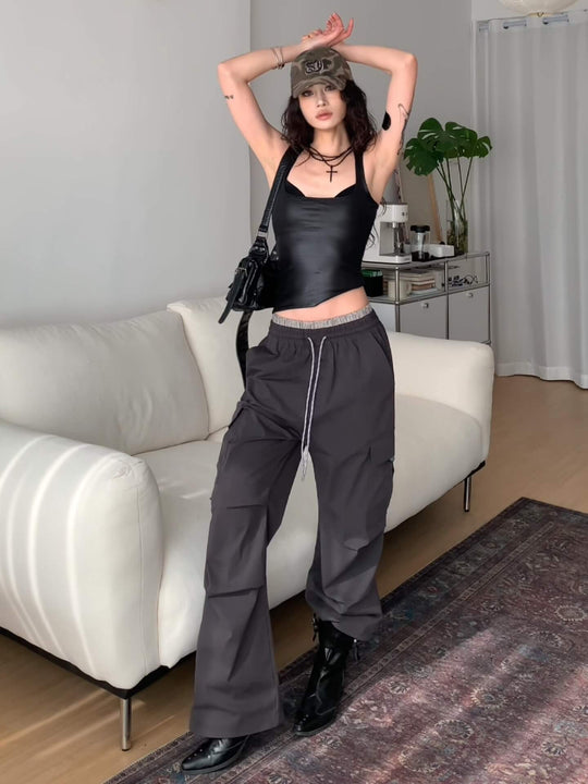 EXITMODE BY BLIND NO PLAN Double Waist 3D Pleat Nylon Cargo Pants | Face 3 Face
