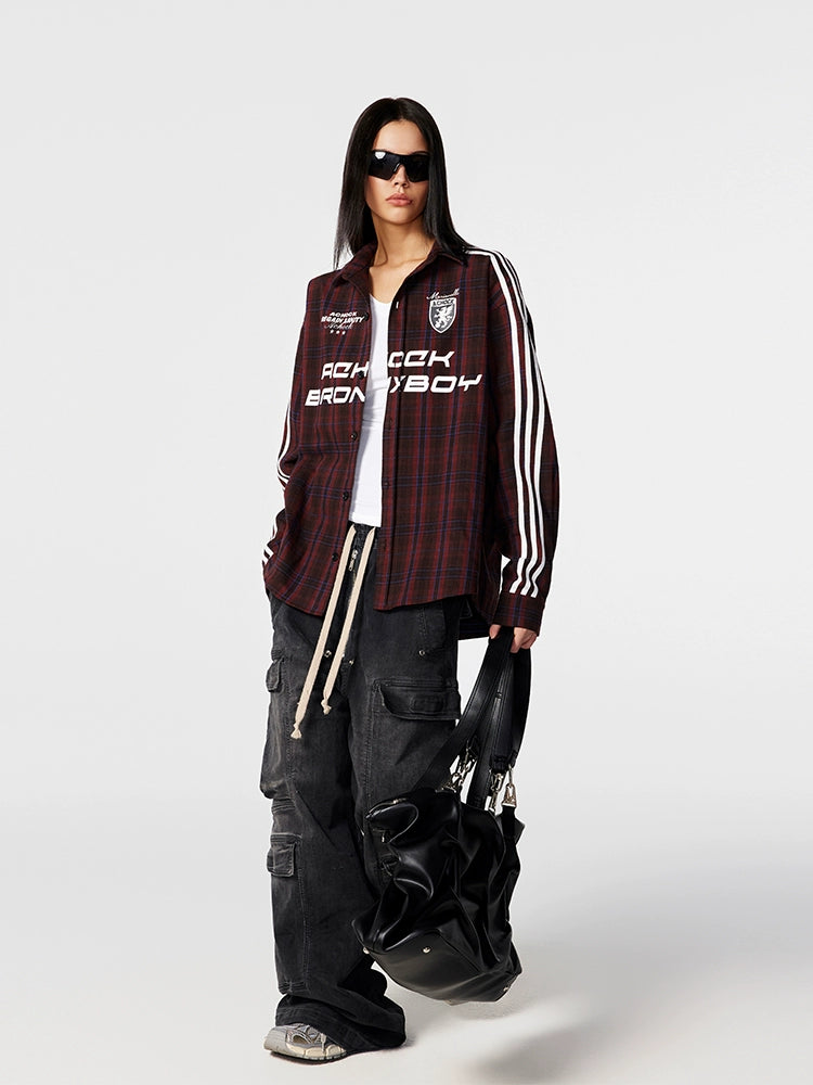 Achock Striped Patchwork Plaid Long Sleeved Shirt | Face 3 Face