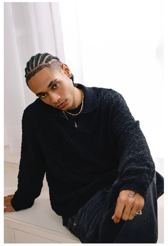 Remedy Mesh Polo Knit Sweater | Face 3 Face