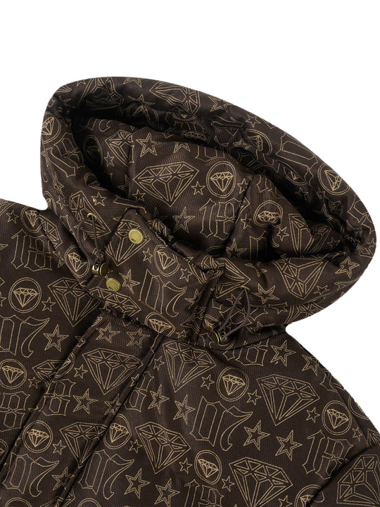 1807 Customized Full Logo Jacquard Down Jacket | Face 3 Face