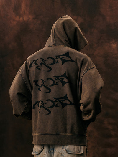 1807 Arranged Printed Washed Hoodie | Face 3 Face