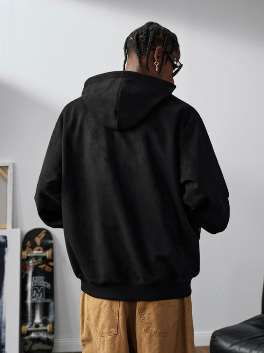 MEDM Suede Logo Patch Zip-Up Hoodie | Face 3 Face