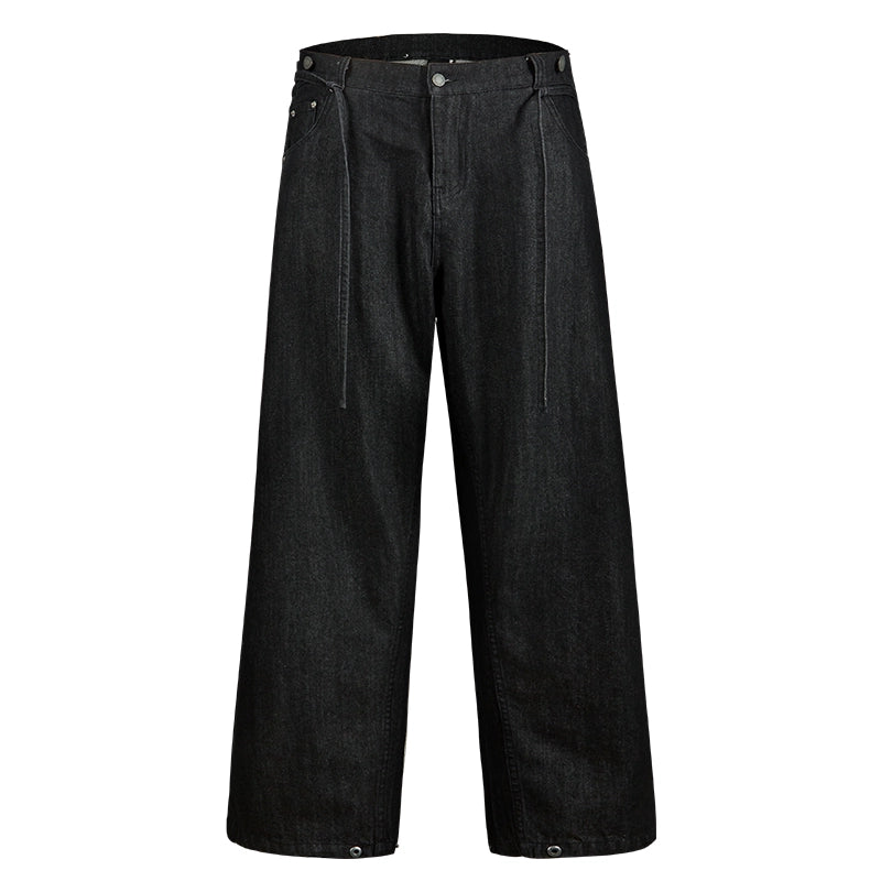 Remedy Waist Button Black Baggy Jeans | Face 3 Face