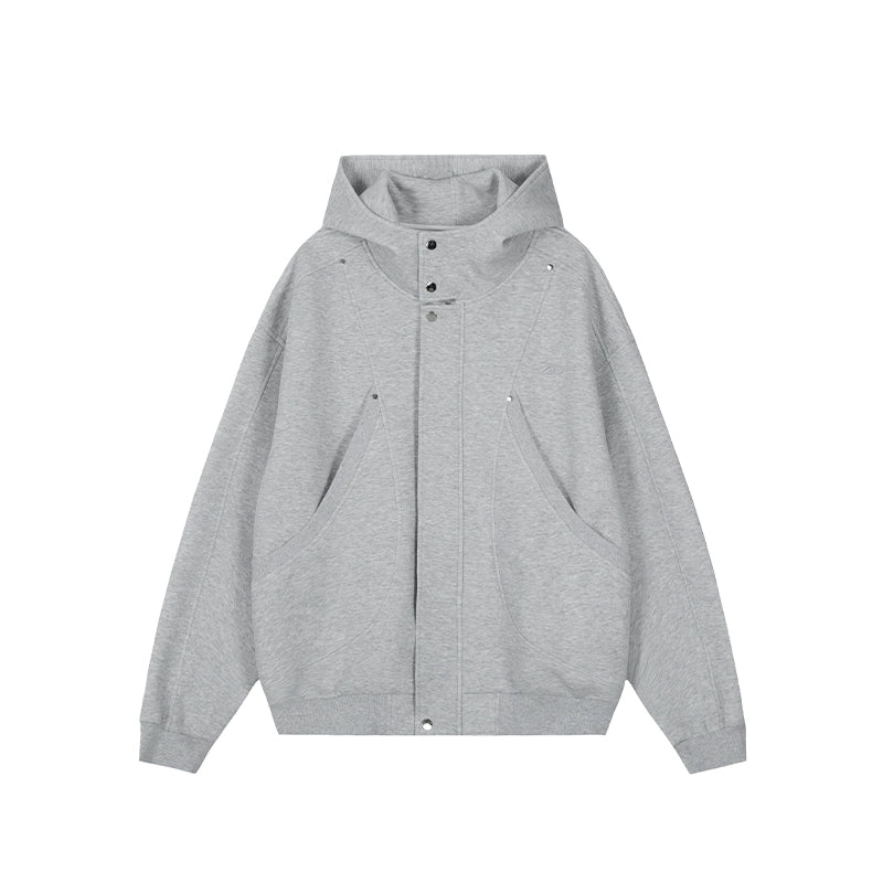 Achock Snap Button Wind Flap Zip Up Hooded Jacket | Face 3 Face