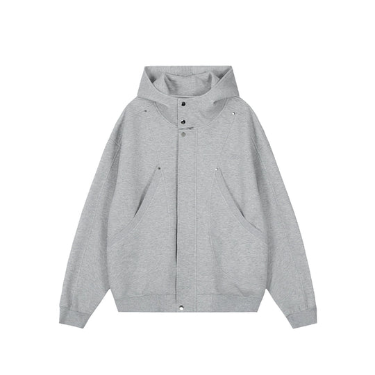 Achock Snap Button Wind Flap Zip Up Hooded Jacket | Face 3 Face