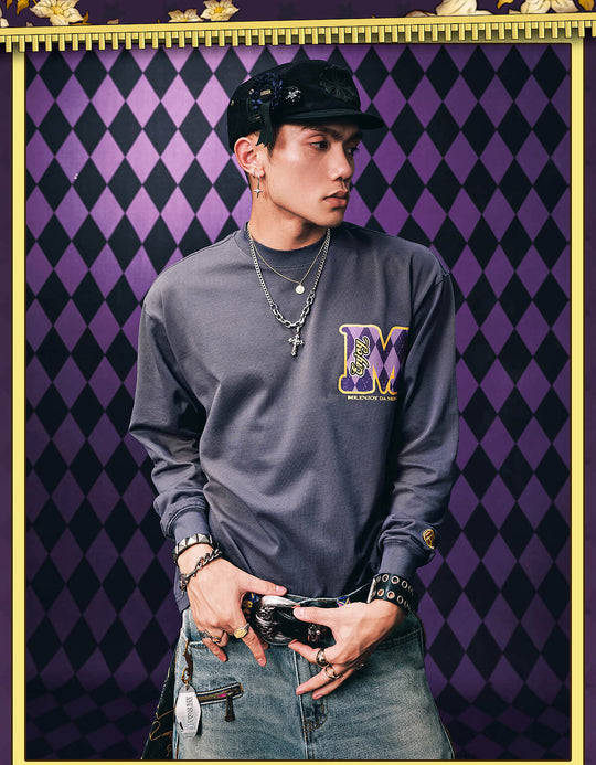 MEDM × JOJO Washed Distressed Character Print Long Sleeve Tee | Face 3 Face