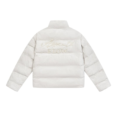 Harsh and Cruel Basic Pearl Embroidered Suede Puffer Jacket | Face 3 Face