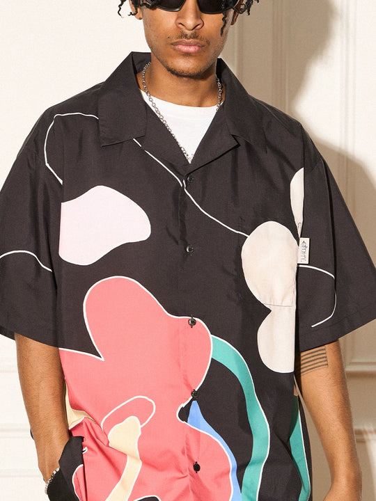 EMPTY REFERENCE Abstract Floral Short Sleeve Shirt
