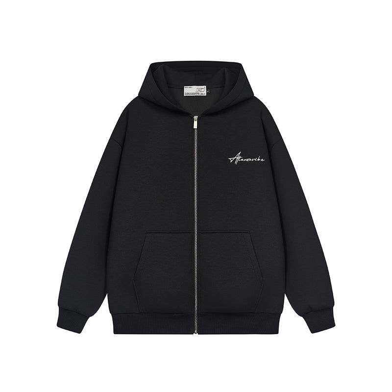 Harsh and Cruel Handwritten Signature Embroidered Zip Hoodie | Face 3 Face