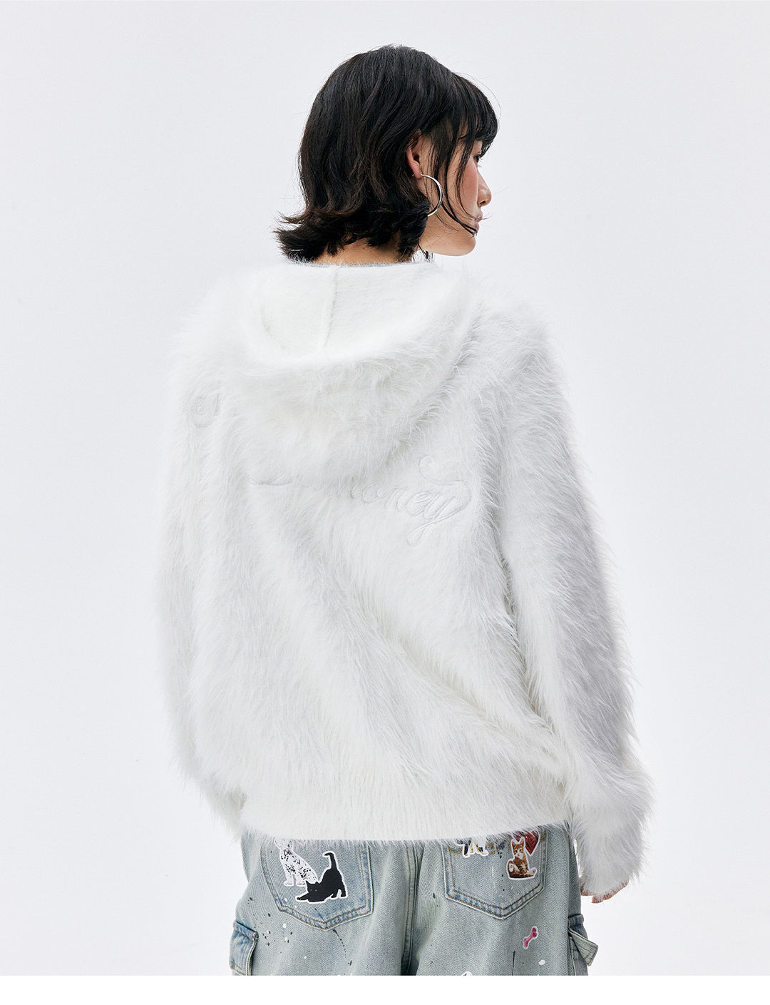 MEDM Mohair Hooded Zip Up Jacket | Face 3 Face