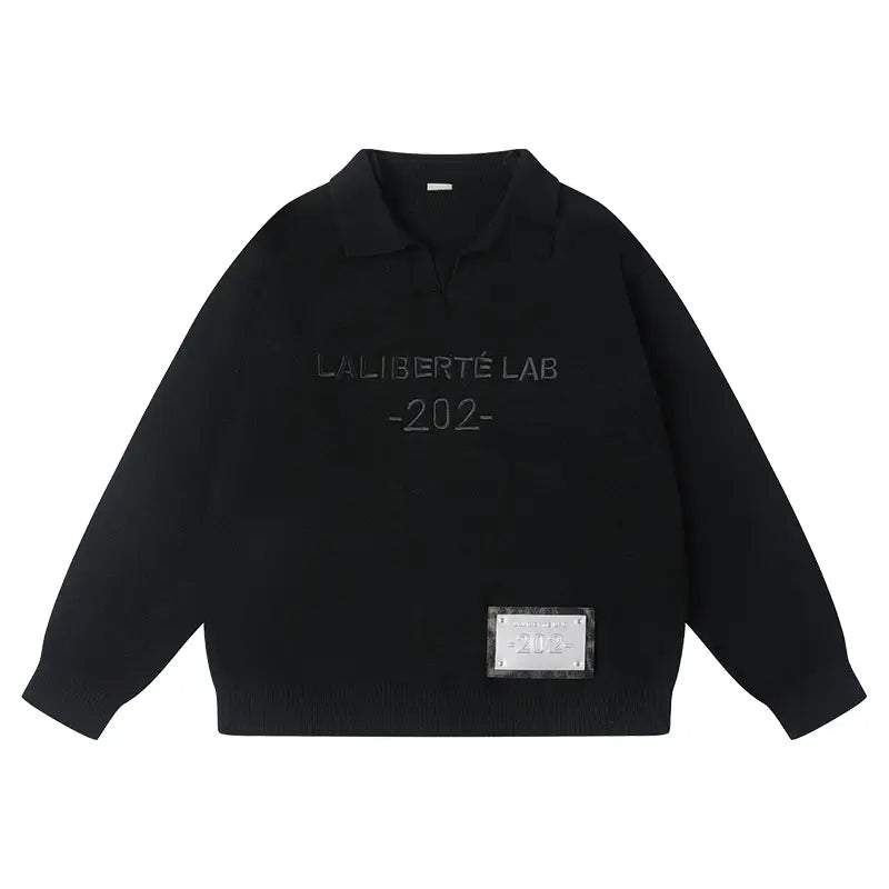 Labt Patch Embroidery Polo Knit Sweater | Face 3 Face