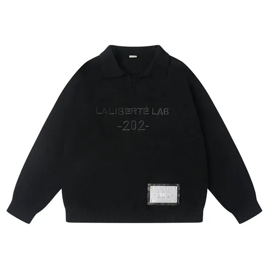 Labt Patch Embroidery Polo Knit Sweater | Face 3 Face