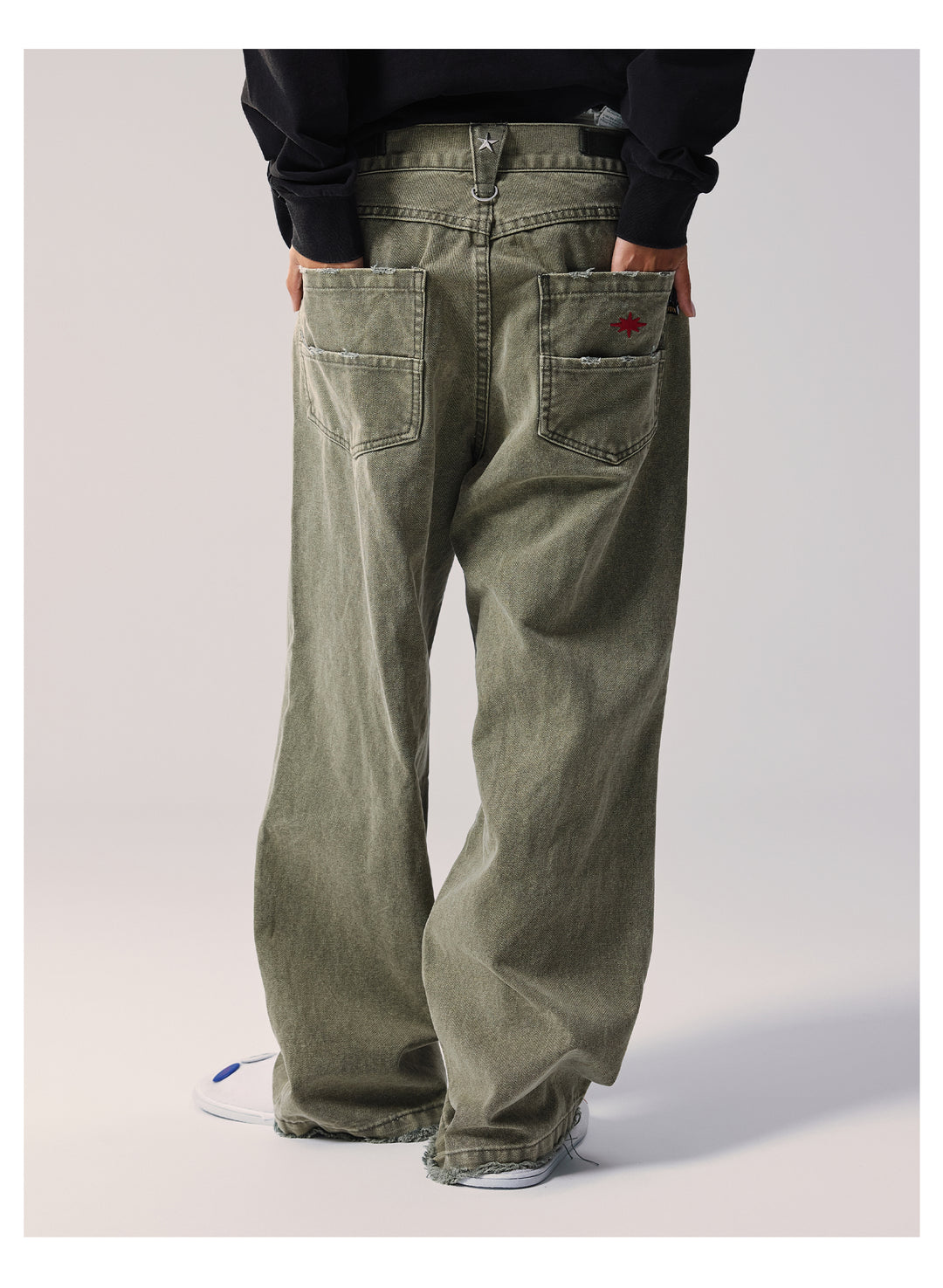 Remedy Washed Star Studs Work Jeans | Face 3 Face