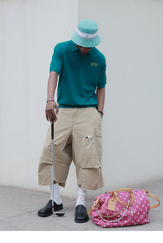 STEEPC Embroidered Boxy Knit Polo | Face 3 Face