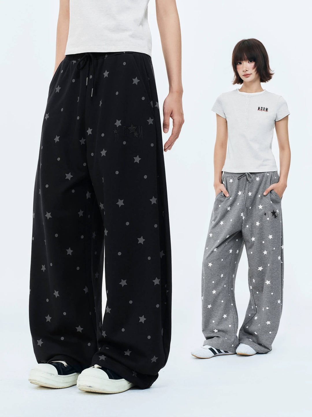 MEDM Star Polka Dot Print Baggy Sweatpants | Face 3 Face