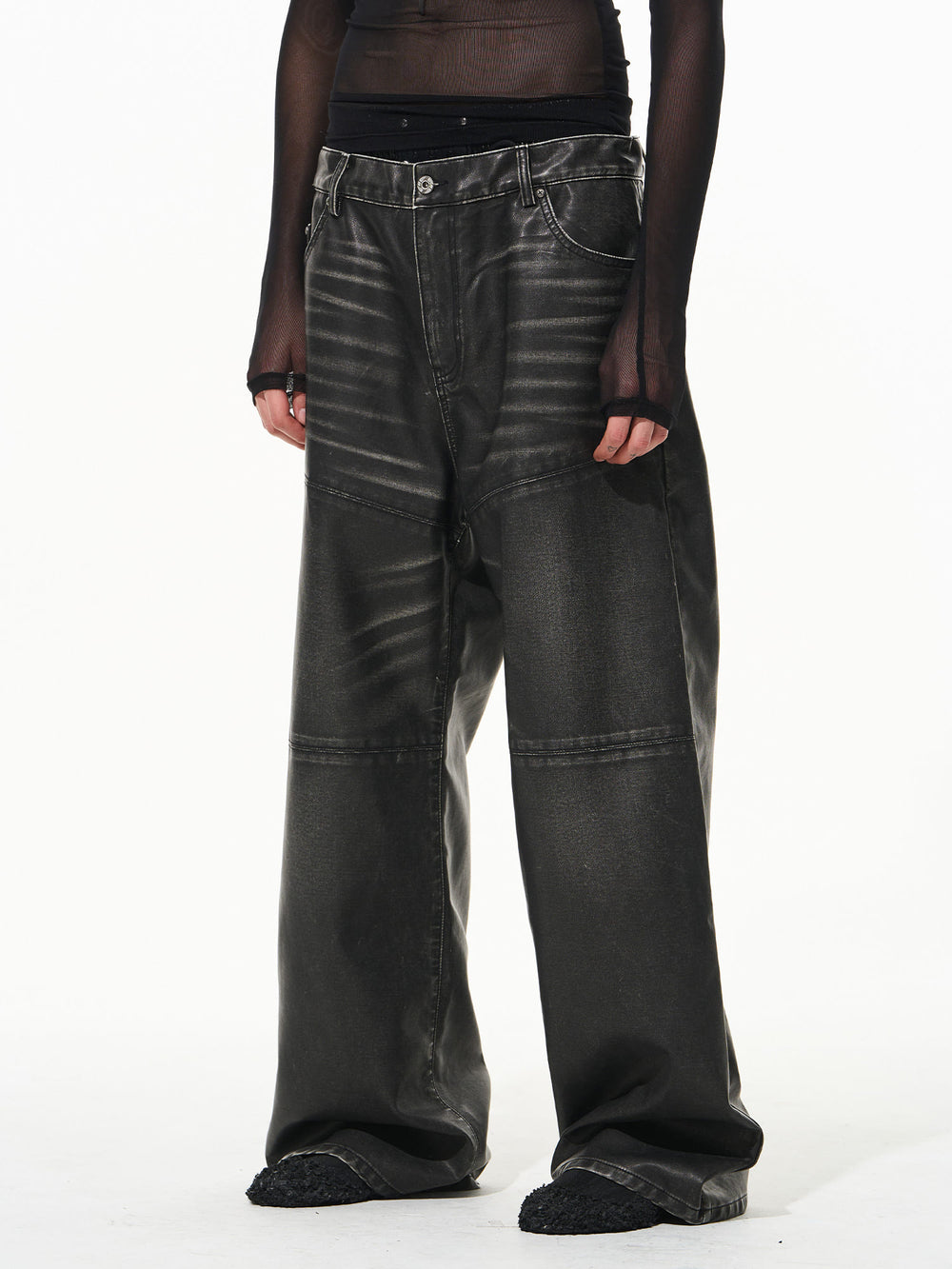 BLIND NO PLAN Hand-Whiskered Baggy Leather Pants | Face 3 Face