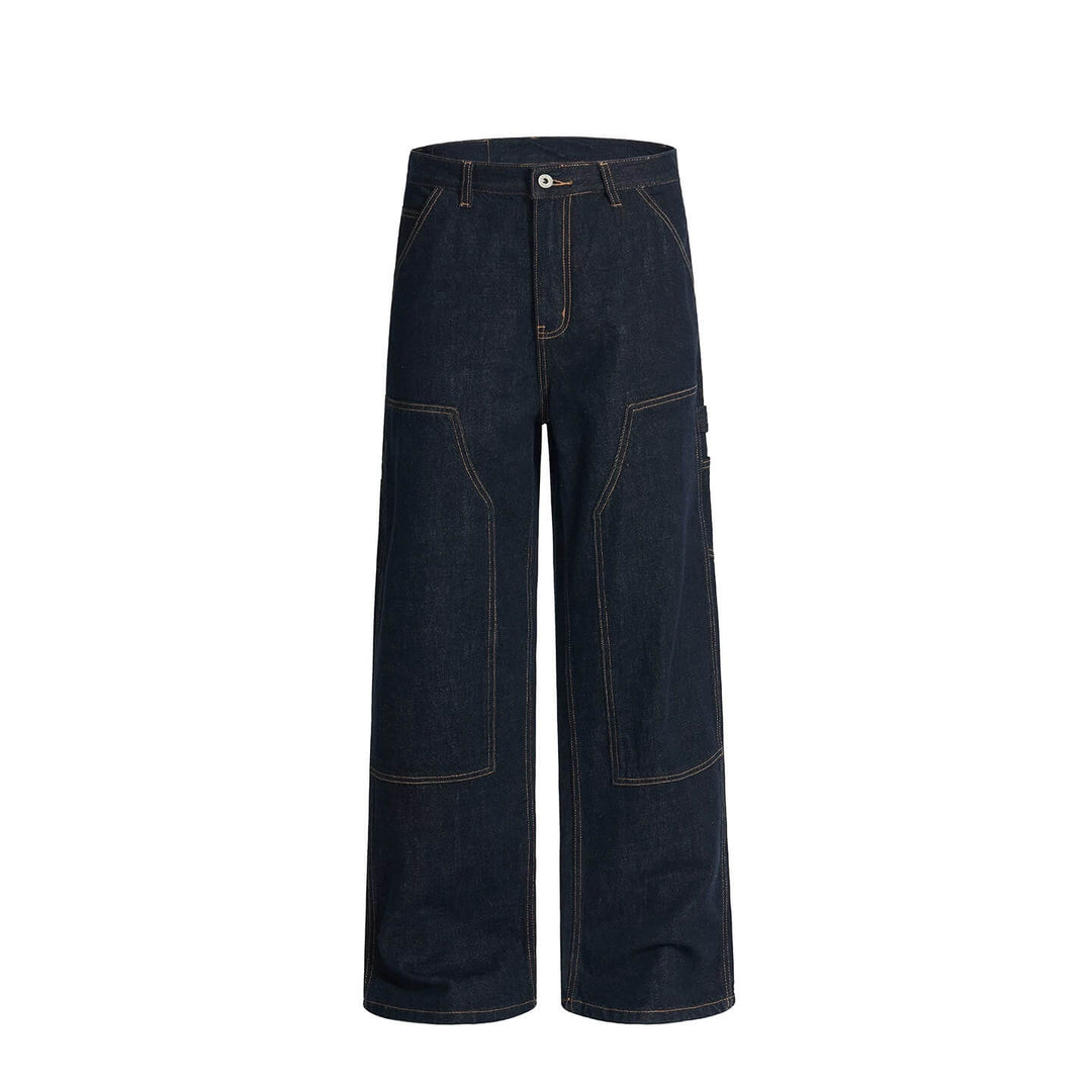 F3F Select Stitch Lines Dark Blue Double Knee Jeans | Face 3 Face