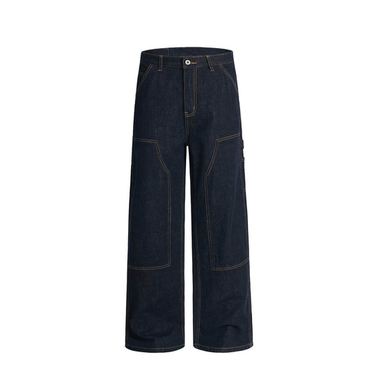 F3F Select Stitch Lines Dark Blue Double Knee Jeans | Face 3 Face