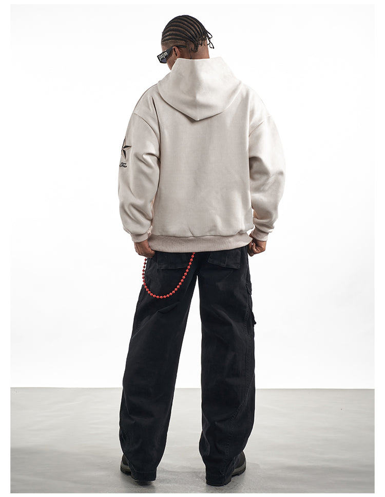 F3F Select Embroidered Faux Suede Hoodie | Face 3 Face