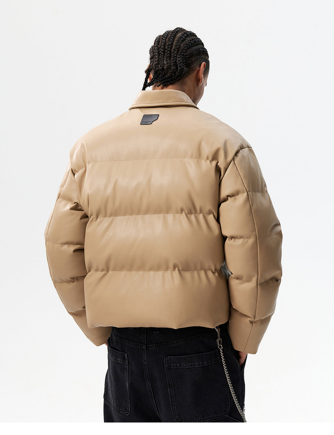 MEDM PU Leather 3D Embroidered Puffer Jacket | Face 3 Face