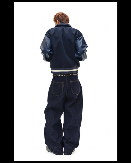 NOVACAM Blade Detail Folded Baggy Jeans | Face 3 Face