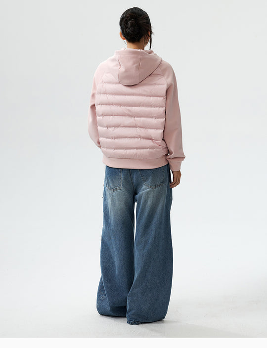 MEDM Patchwork Raglan Sleeve Lightweight Hooded Down Jacket | Face 3 Face