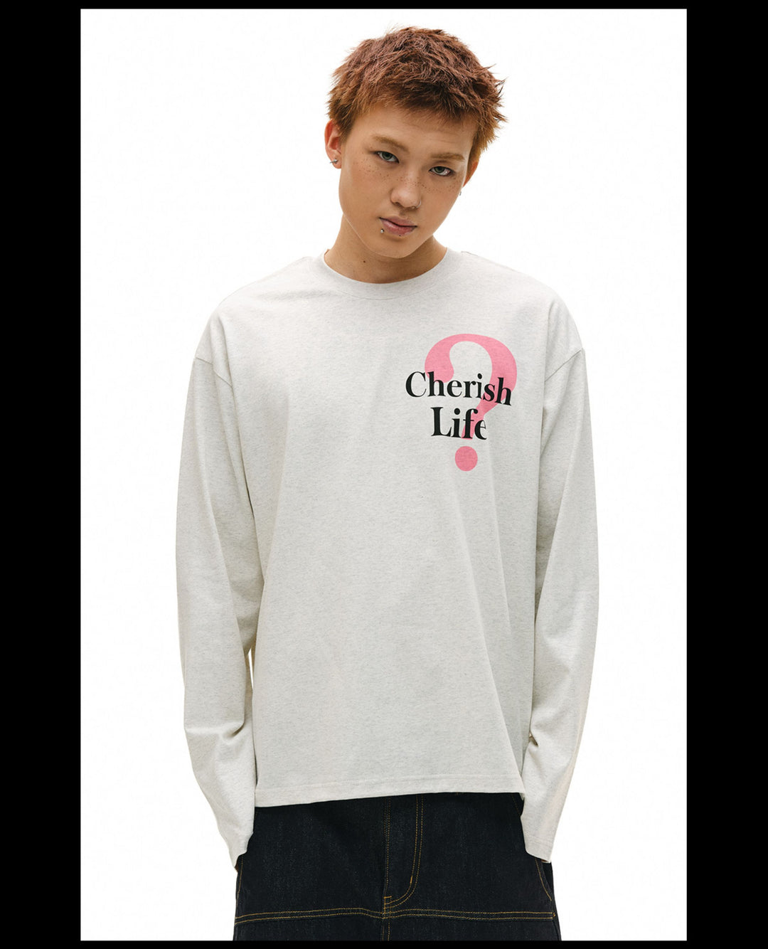 NOVACAM Question Mark Print Long Sleeve Tee | Face 3 Face