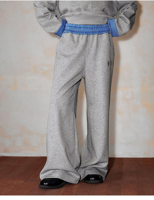 MEDM Plaid Waist Design Baggy Sweatpants | Face 3 Face