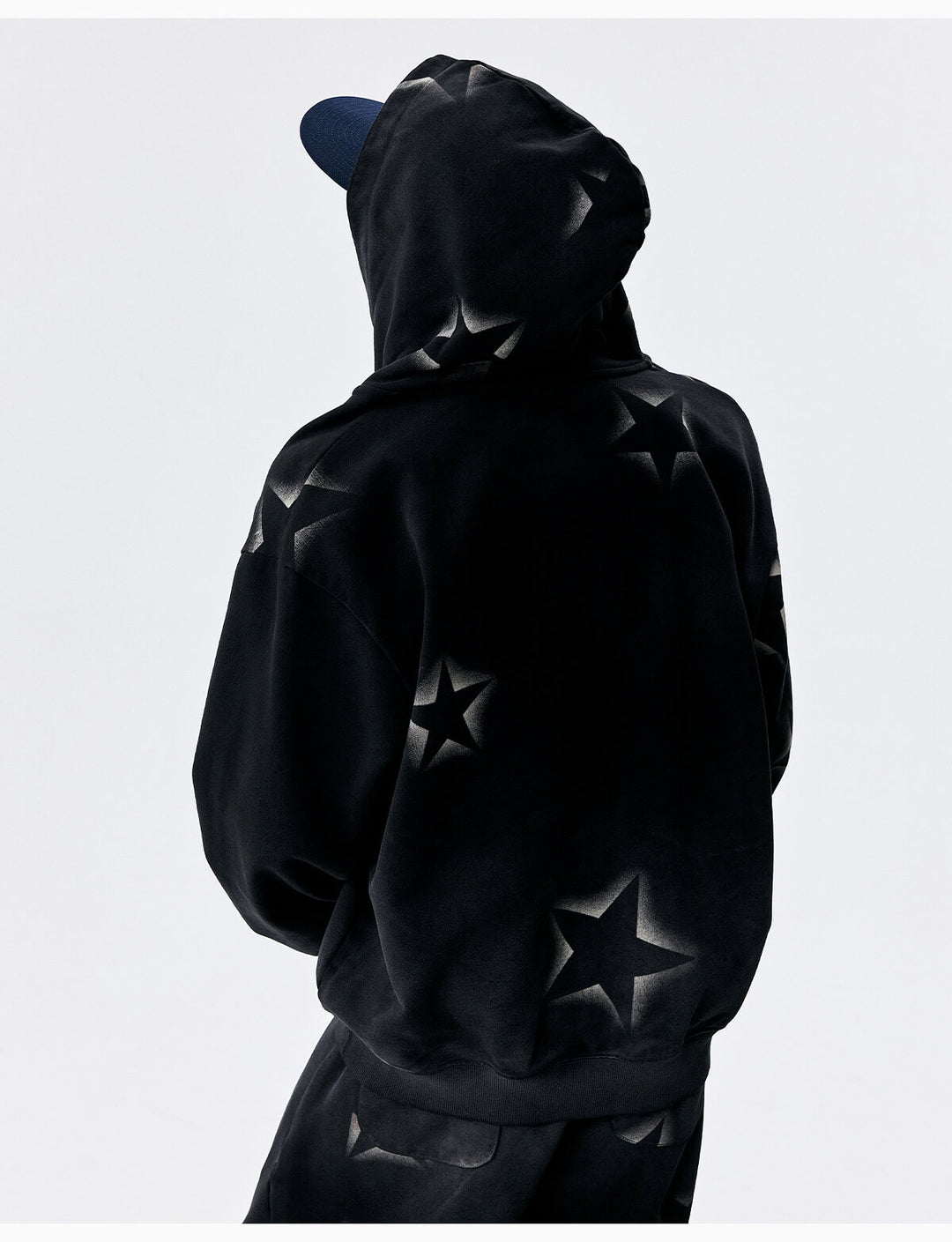 MEDM Washed Star All Over Print Zip Up Hoodie | Face 3 Face