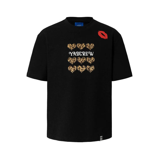 YADcrew Leopard Heart Patch Kiss Mark Tee | Face 3 Face