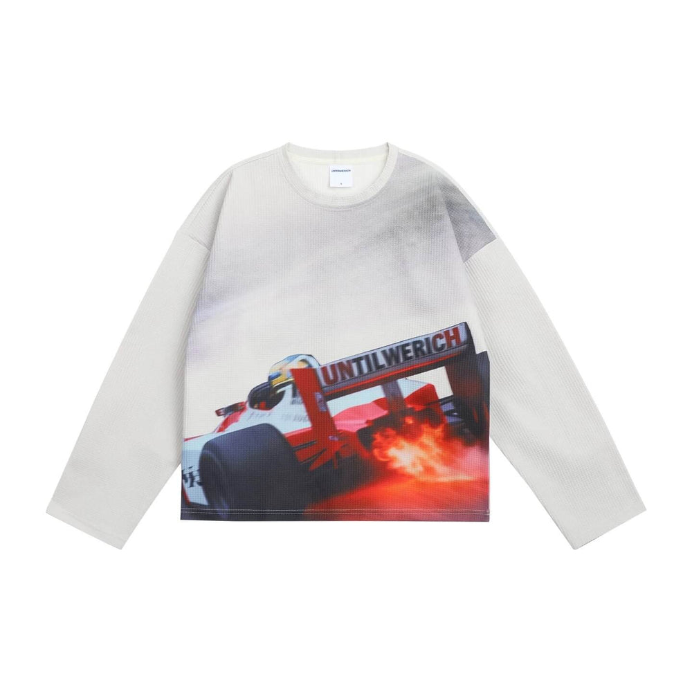 UNTILWERICH Racing Graphic Waffle Long Sleeve Tee | Face 3 Face