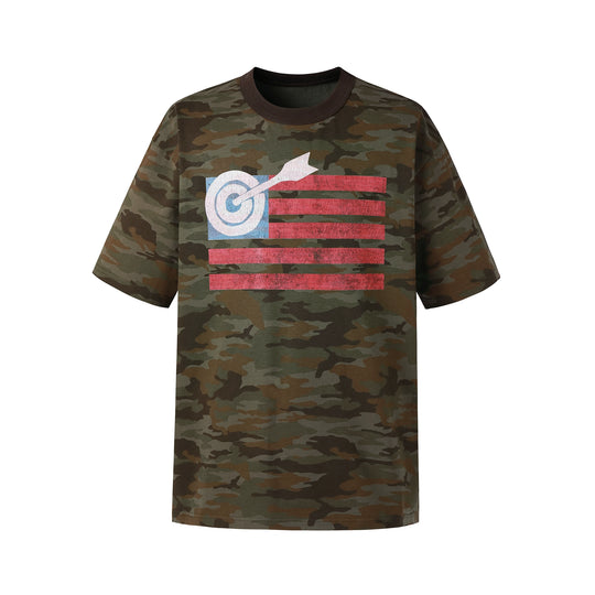 NOVACAM Washed Backstitch Vintage Print Black & Camouflage Tee | Face 3 Face