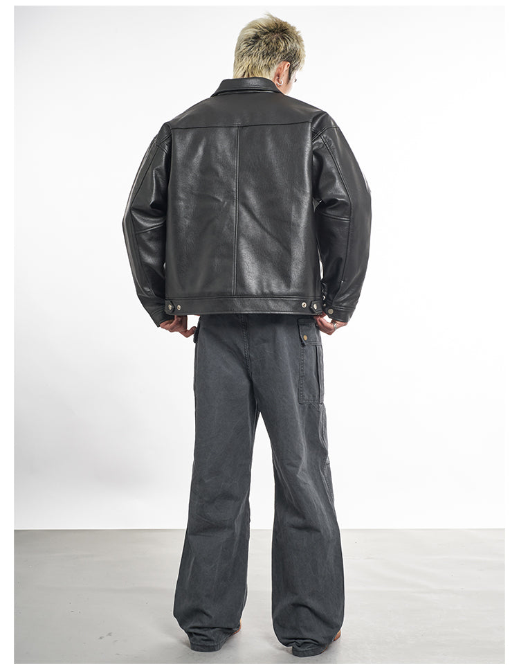 F3F Select Basic PU Leather Motorcycle Jacket | Face 3 Face