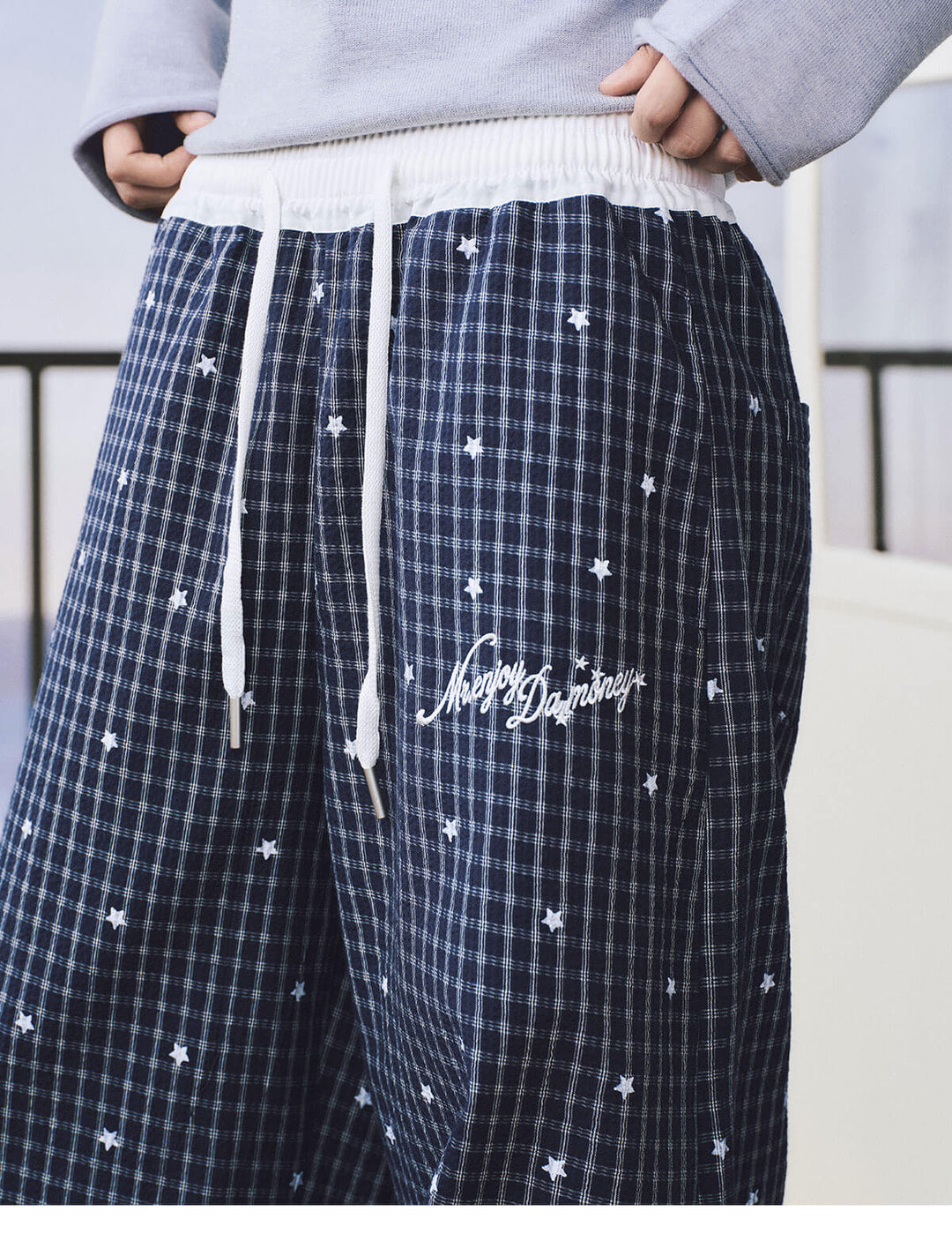 MEDM Star Print Checkered Double Layer Pants | Face 3 Face