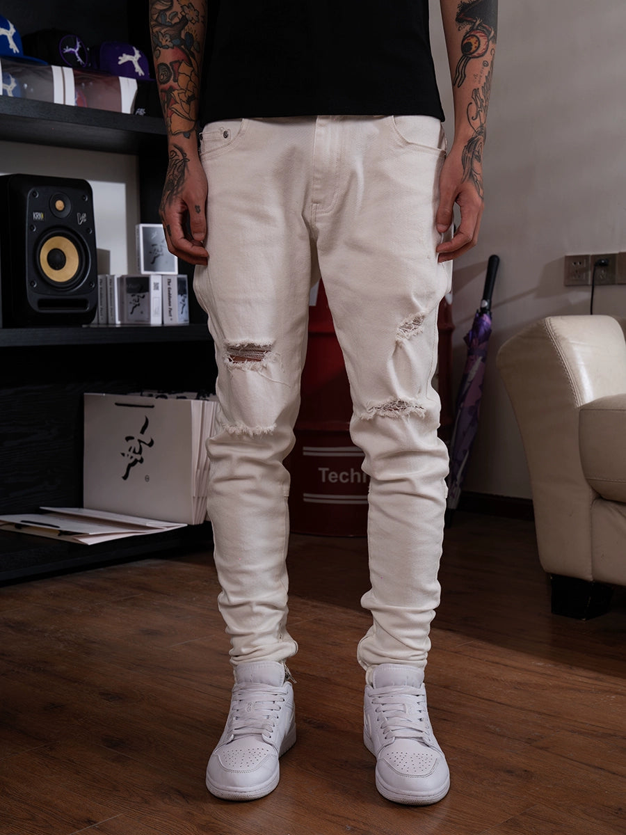 TGFCLUB Washed Distressed Slim Fit Stretch Jeans | Face 3 Face