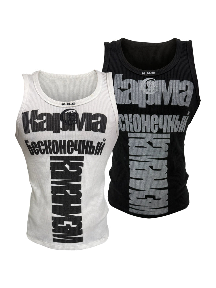 KARMANISTIC Logo Print Slim Tank Top | Face 3 Face