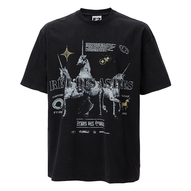 F2CE Washed RÈVE DES ASTRES Print Tee | Face 3 Face