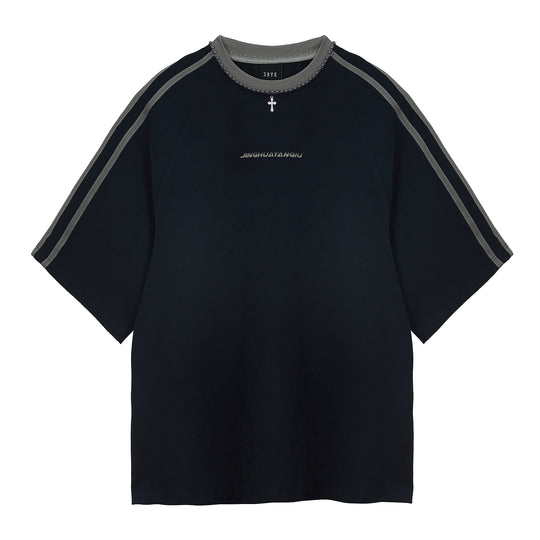 JHYQ Beaded Neck Striped Tee