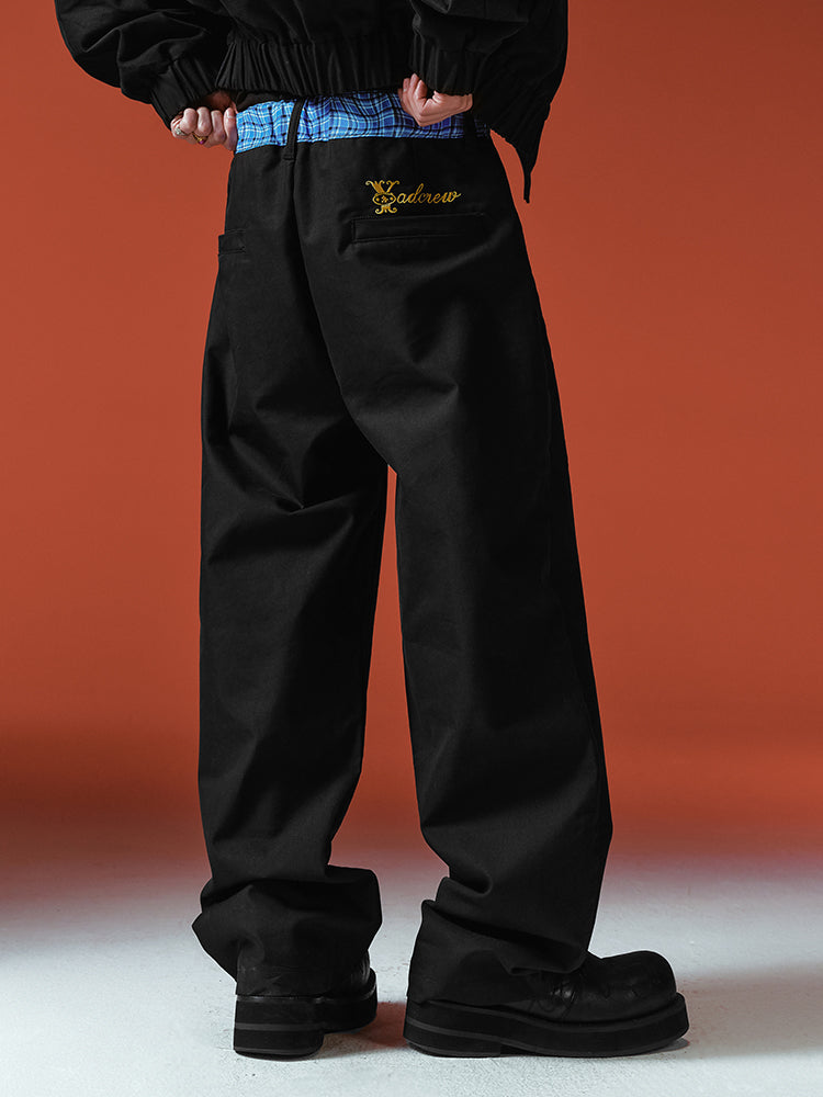 YADcrew Double-Waist Twisted Plaid Pants | Face 3 Face