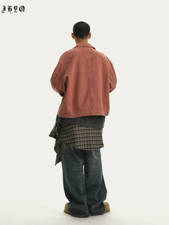 JHYQ Zipper Printed Canvas Work Jacket