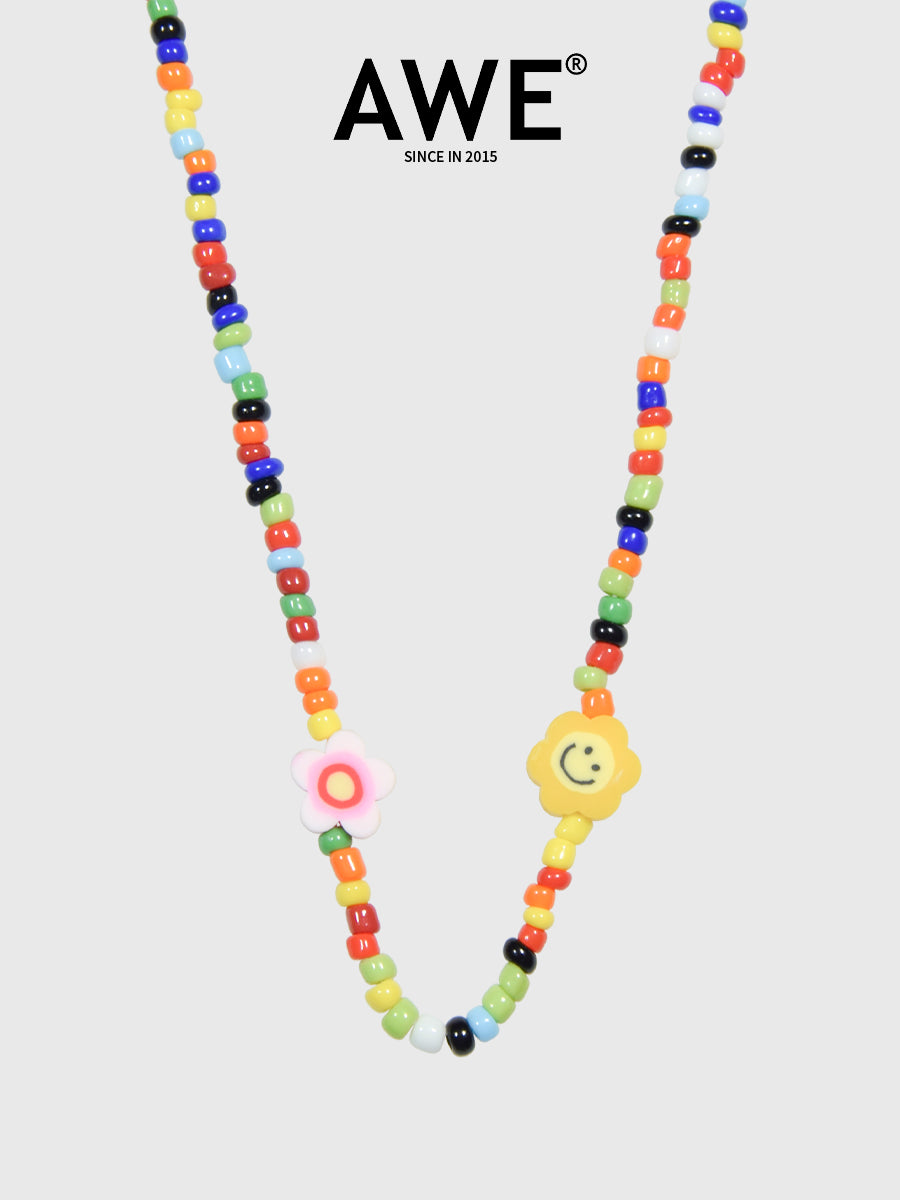 AWE Colorful Bead Smiley Flower Necklace | Face 3 Face